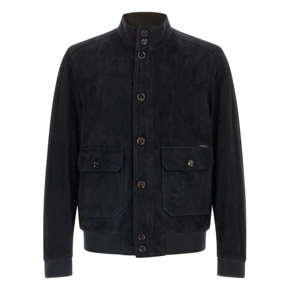 MooRER Blue Lamb Leather Leather Men's Jacket